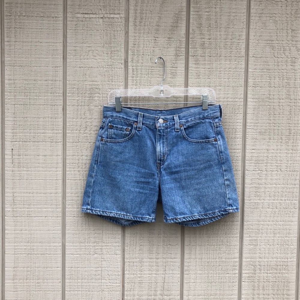 Levi’s retro denim blue jean high-waisted shorts 6